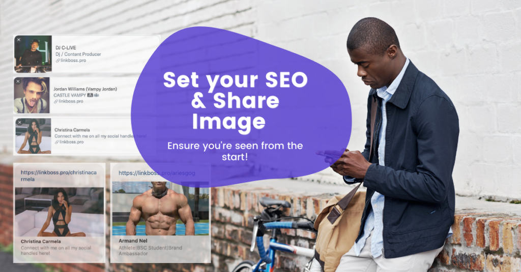 LinkBossPro SEO and Share image setup blog cover (link in bio, biopage)