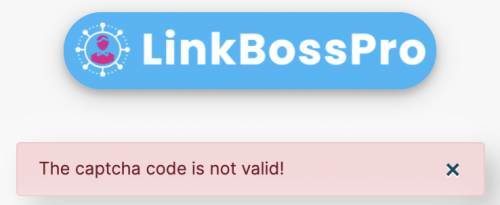login to your account LinkBossPro reCAPTCHA error