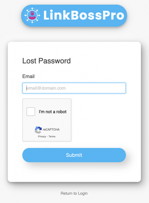 LinkBossPro forgot your password page image